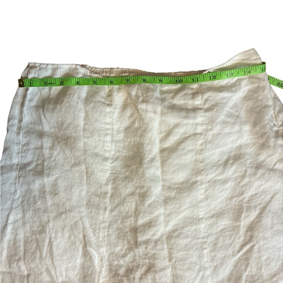 EILEEN FISHER White Irish Linen Midi Lined Skirt Beach Vacation A Line Large - Picture 4 of 9